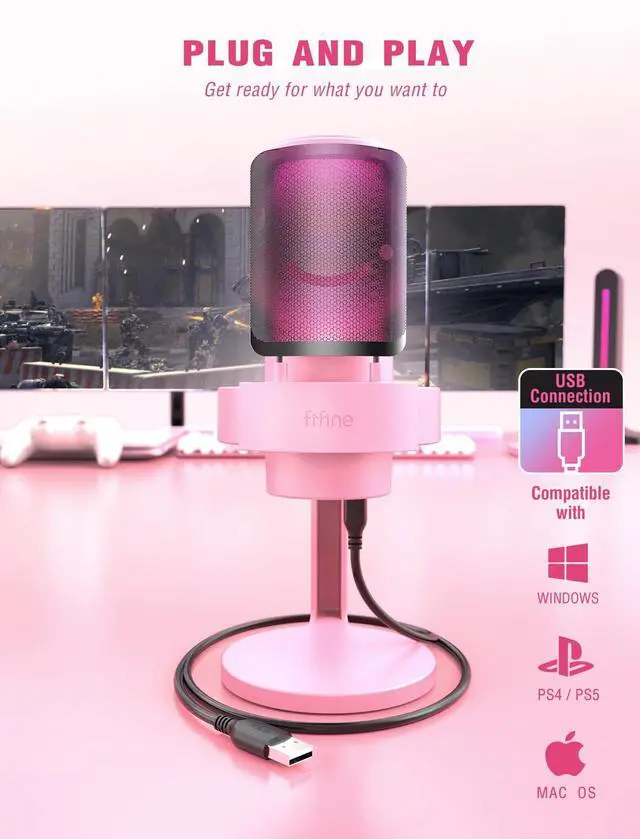 Alt view image 5 of 7 - USB Streaming Gaming Microphone and Computer RGB Over-Ear Headphones,PC Condenser Desktop Mic,USB Wired Headset with Microphone,7.1 Surround Sound,for PS4/PS5, for Game Voice/Video(A8P+H6P)