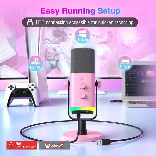 Alt view image 3 of 7 - Dynamic Gaming Microphone and XLR Cable Set, Recording PC Mic with Tap-to-Mute, Gain Knob Bundle with Mic Audio Cable, Compatible with XLR Microphone for Podcasting Streaming (AM8P+L9)