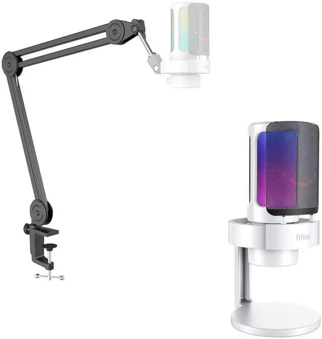Main image of Gaming USB Mic and Arm Stand, PC Computer RGB Microphone for Live Streaming, Meeting, Podcasting, Video, with Monitoring Headphone Jack, Light Control, for MAC OS/Windows (A8W+BM63)