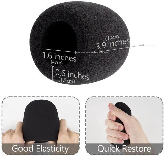 Alt view image 4 of 6 - for Creators Foam Windscreen for 1.6" Diameter Microphones, Antipop Windshield, Mic Wind Cover, Sponge Foam Filter Compatible with Sennheiser Profile, Fifine K669B (Black / 2 Pack)