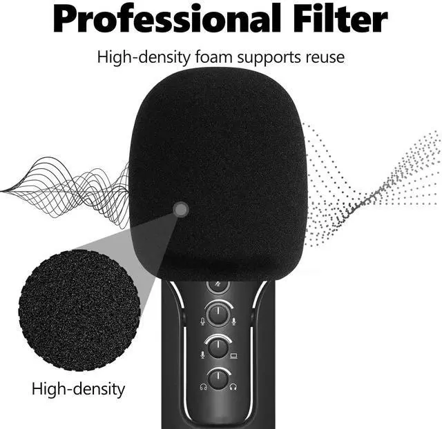 Alt view image 3 of 6 - for Creators Foam Windscreen for 1.6" Diameter Microphones, Antipop Windshield, Mic Wind Cover, Sponge Foam Filter Compatible with Sennheiser Profile, Fifine K669B (Black / 2 Pack)