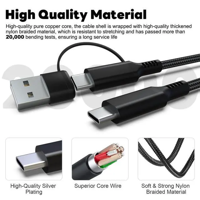 Alt view image 4 of 7 - USB A/C to USB Type C Microphone Cable Cord Compatible with Fifine AmpliGame A6V, A6T, AM8, K688, A8, HyperX SoloCast, SoloCast 2, QuadCast 2/S/2 S, Logitech G Yeti GX, TONOR TC30 Mic (10FT)
