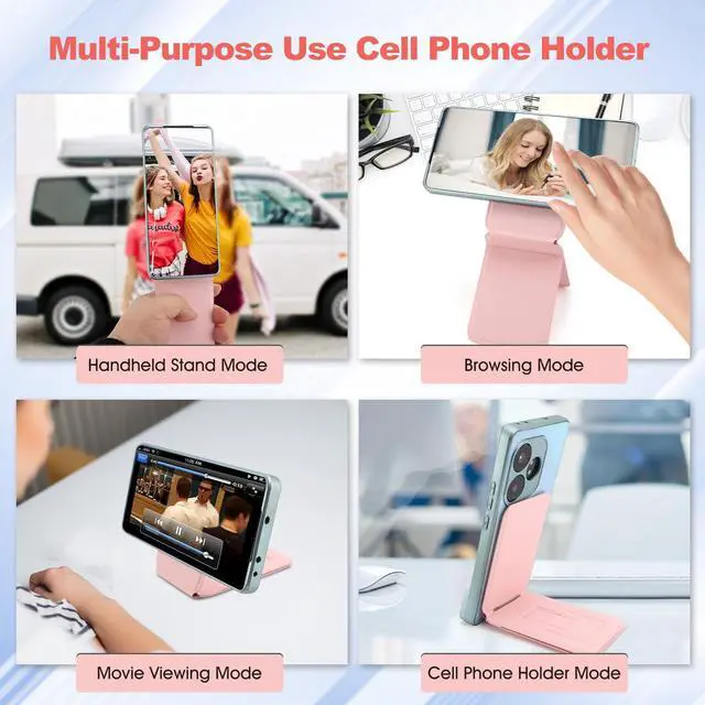 Alt view image 2 of 7 - Phone Stand, Foldable Magnetic Phone Tripod, Angle Adjustment & Strong Magnets PU Leather Phone Stand, Compatible with All Smart Phone 16/15/14/13/12(Pink)