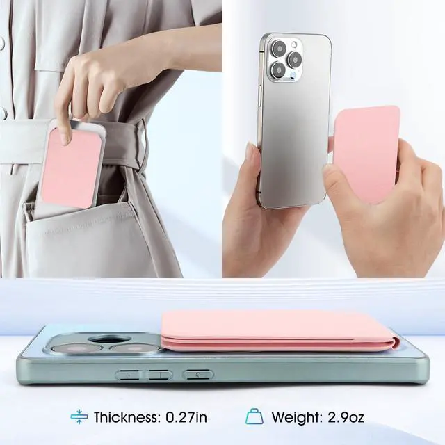 Alt view image 5 of 7 - Phone Stand, Foldable Magnetic Phone Tripod, Angle Adjustment & Strong Magnets PU Leather Phone Stand, Compatible with All Smart Phone 16/15/14/13/12(Pink)