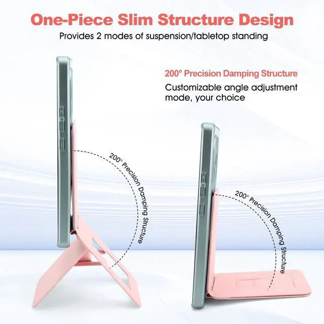 Alt view image 6 of 7 - Phone Stand, Foldable Magnetic Phone Tripod, Angle Adjustment & Strong Magnets PU Leather Phone Stand, Compatible with All Smart Phone 16/15/14/13/12(Pink)