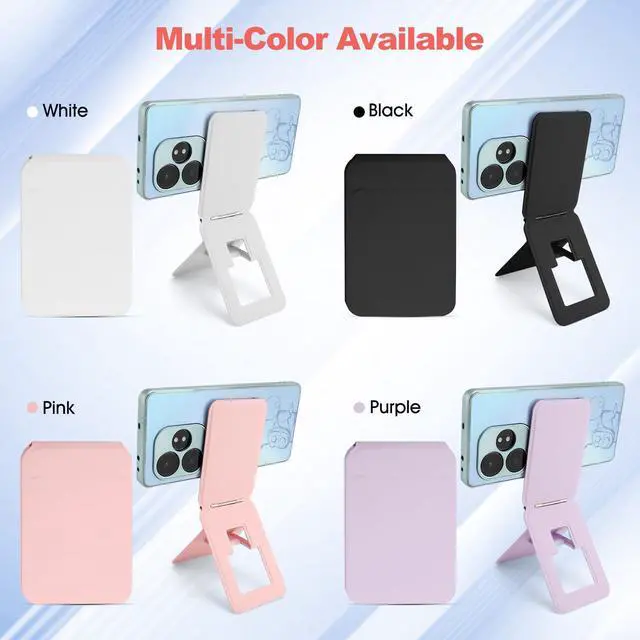 Alt view image 7 of 7 - Phone Stand, Foldable Magnetic Phone Tripod, Angle Adjustment & Strong Magnets PU Leather Phone Stand, Compatible with All Smart Phone 16/15/14/13/12(Pink)