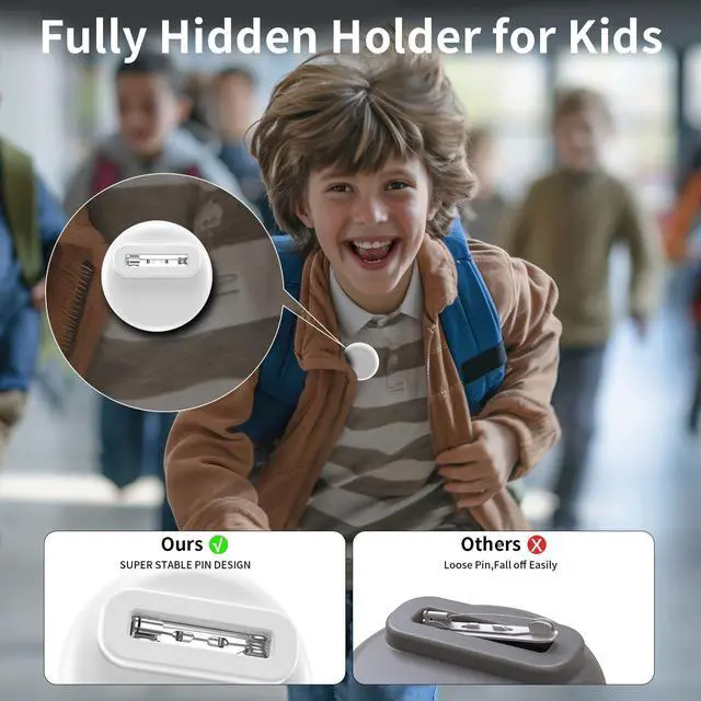 Alt view image 2 of 7 - for AirTag Holder for Kids 4-Pack, Waterproof Air Tagholder Hidden Pin Discreet Toddler Tracker for School Uniforms, Jackets, Backpack & Dog Collar Compatible with Apple AirTag 1st & 2nd Gen