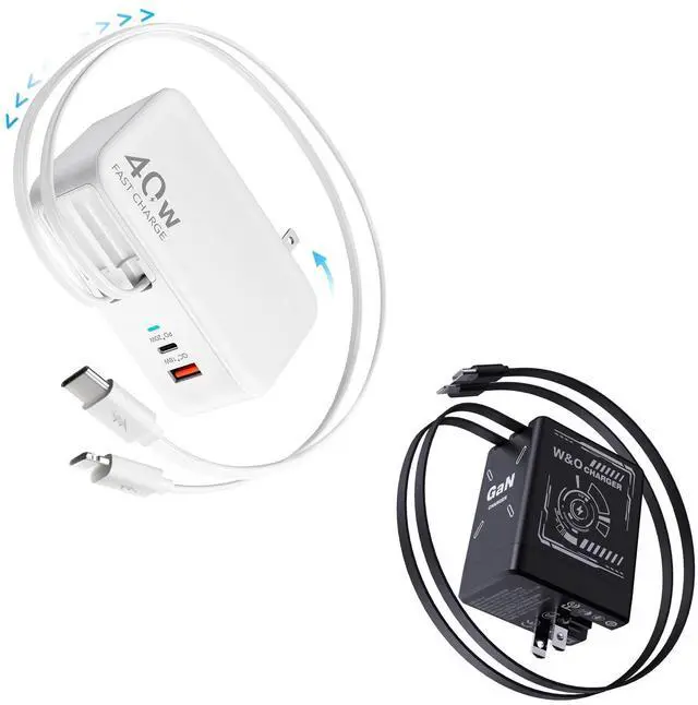 Main image of 2 in 1 Retractable Wall Charger Plug for iPhone 16/15/14/13/12,iPad,Galaxy,Pixel