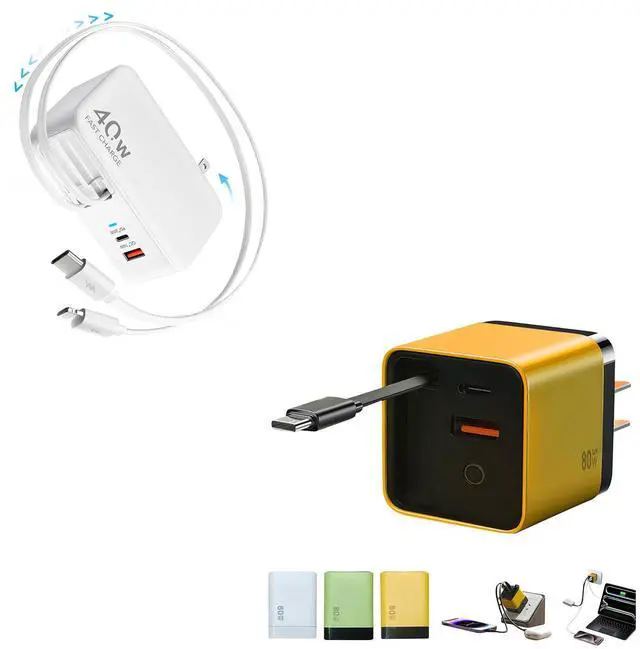 Main image of 2 Retractable Wall Charger Plug for iPhone 16/15/14/13/12,iPad,Galaxy,Pixel