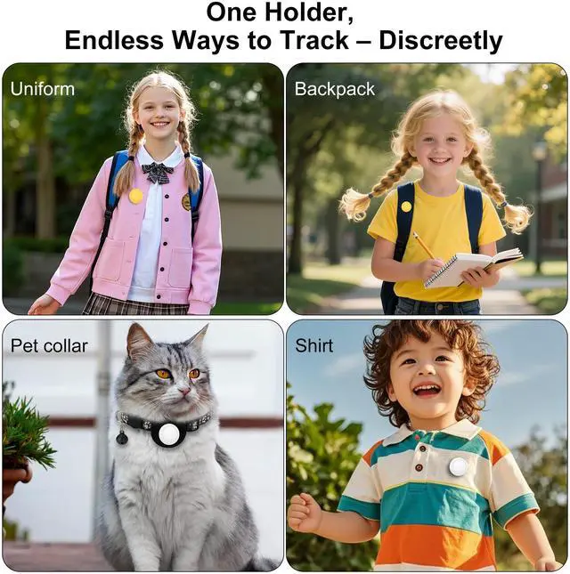 Alt view image 5 of 7 - for AirTag Holder for Kids 4-Pack, Waterproof Air Tagholder Hidden Pin Discreet Toddler Tracker for School Uniforms, Jackets, Backpack & Dog Collar Compatible with Apple AirTag 1st & 2nd Gen