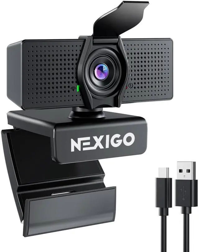 Main image of N60 Pro (Gen 2) 1080P Webcam with Distortion-Free Lens, USB A to Type-C Data Cable, Noise Reduction Mic & Privacy Cover, for Zoom/Skype/Teams/Webex, Laptop MAC PC Desktop