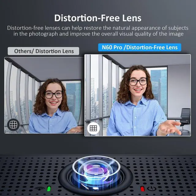 Alt view image 2 of 7 - N60 Pro (Gen 2) 1080P Webcam with Distortion-Free Lens, USB A to Type-C Data Cable, Noise Reduction Mic & Privacy Cover, for Zoom/Skype/Teams/Webex, Laptop MAC PC Desktop