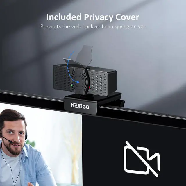 Alt view image 5 of 7 - N60 Pro (Gen 2) 1080P Webcam with Distortion-Free Lens, USB A to Type-C Data Cable, Noise Reduction Mic & Privacy Cover, for Zoom/Skype/Teams/Webex, Laptop MAC PC Desktop