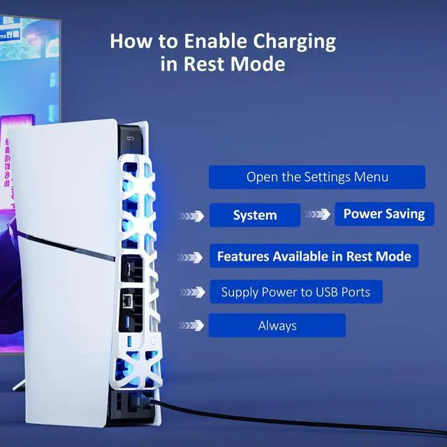 Alt view image 7 of 7 - PS5 Slim Silent Enhanced Cooling Fan with Adjustable Speed, Auto Power On/Off, with USB 3.0 Port, Efficient Cooling System for Both PS5 Slim Disc and Digital Editions (White)
