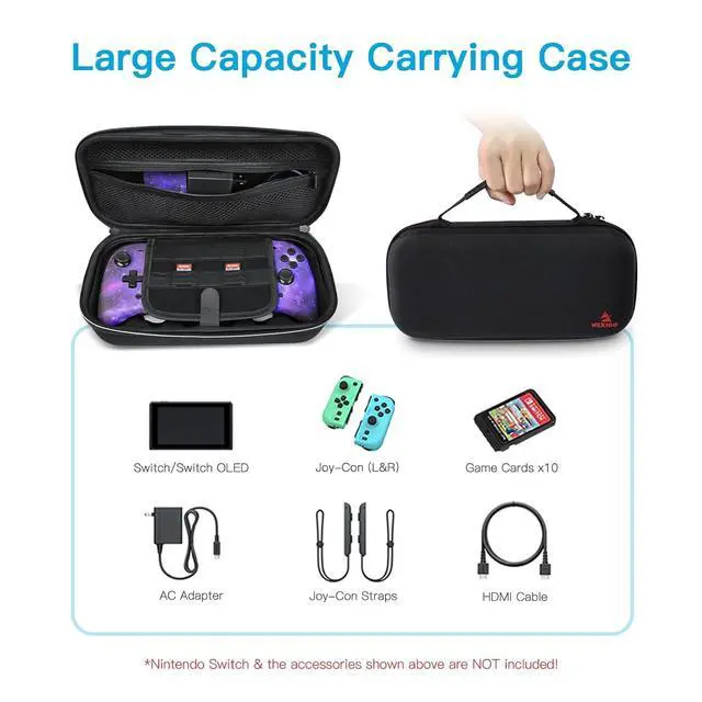 Alt view image 2 of 7 - Switch Controller Grip Carrying Case for Nintendo Switch/Switch OLED, 10 Game Card Holders, Compatible with Split Pad Pro, ZenGrip Pro, Gripcon, Joypad, Joy-Cons and Many Larger Grips