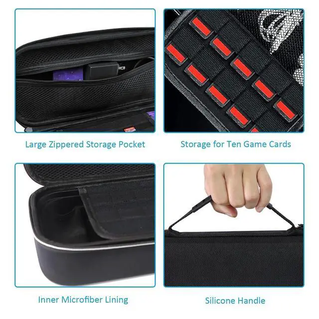 Alt view image 4 of 7 - Switch Controller Grip Carrying Case for Nintendo Switch/Switch OLED, 10 Game Card Holders, Compatible with Split Pad Pro, ZenGrip Pro, Gripcon, Joypad, Joy-Cons and Many Larger Grips