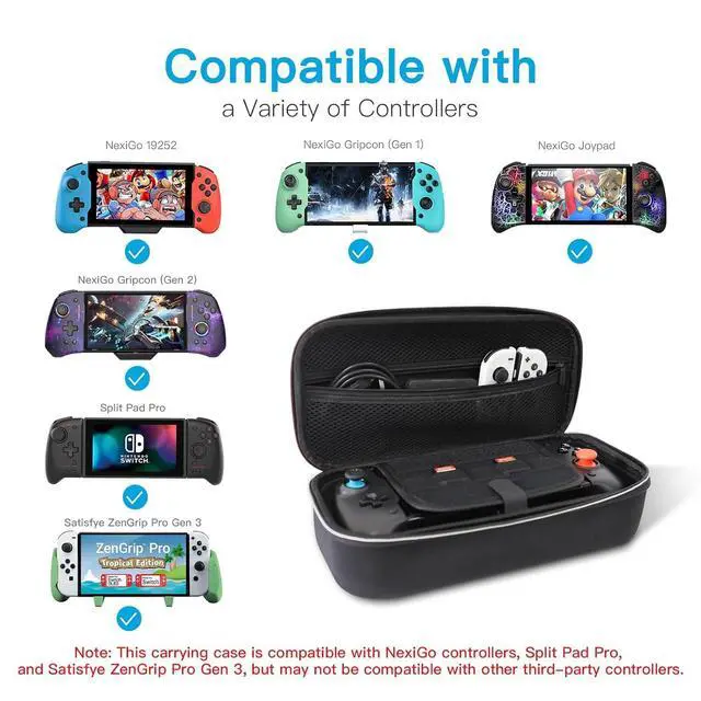 Alt view image 3 of 7 - Switch Controller Grip Carrying Case for Nintendo Switch/Switch OLED, 10 Game Card Holders, Compatible with Split Pad Pro, ZenGrip Pro, Gripcon, Joypad, Joy-Cons and Many Larger Grips