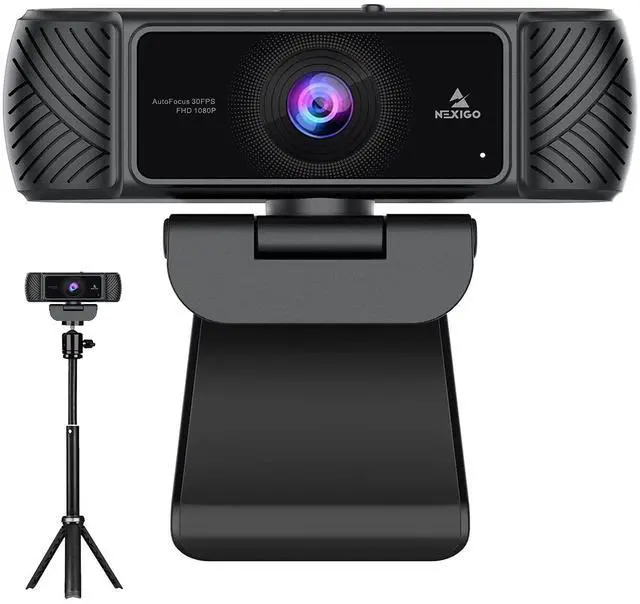 Main image of 1080P AutoFocus Webcam with Mini Tripod, FHD USB Web Camera with Microphone & Privacy Cover, Extendable Tripod Stand, for Zoom/Skype/Teams/Webex, MAC PC