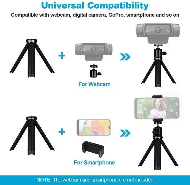 Alt view image 7 of 7 - 1080P AutoFocus Webcam with Mini Tripod, FHD USB Web Camera with Microphone & Privacy Cover, Extendable Tripod Stand, for Zoom/Skype/Teams/Webex, MAC PC