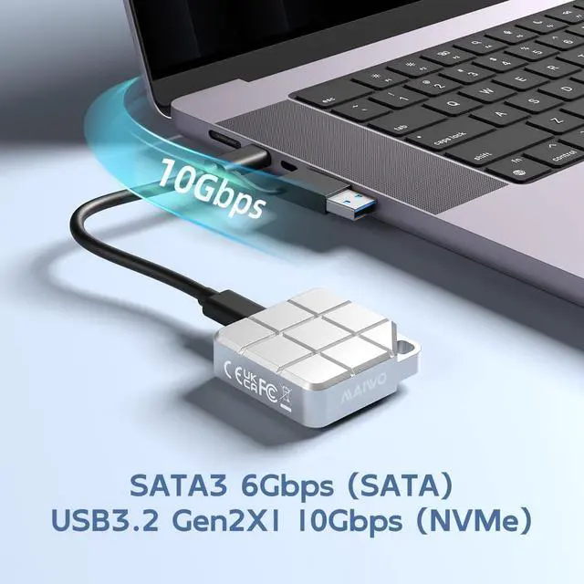 Alt view image 3 of 6 - 2230 M.2 NVMe SATA Enclosure USB3.2 Gen2 10Gbps Tool Free Aluminium Shell, Compatible with PCIe NVMe M-Key & SATA B+M Key M.2 2230 SSD, Support iPhone 15/16 Pro Max ProRes
