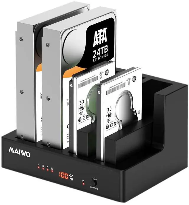Main image of 4 Bay Hard Drive Docking Station with Offline Cloning, External Hard Drive Cloner Duplicator for 2.5'' 3.5'' SATA SSD HDD with LED Indicator, 96TB Expansion, USB3.0 Connecting Port