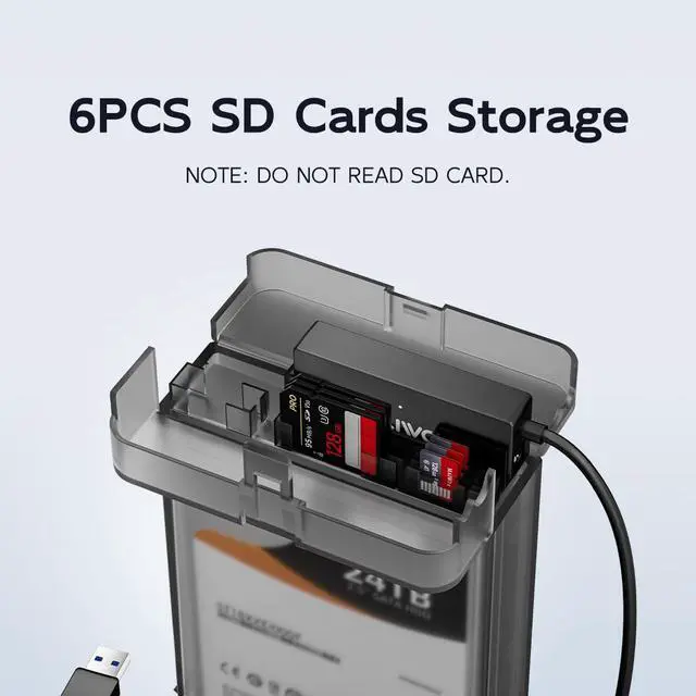 Alt view image 4 of 7 - External Hard Drive Enclosure for 3.5 2.5 Inch SATA SSD HDD, 6Gbps USB 3.0 to SATA Drive Adapter Case Cable, with SD Card Storage + CD Box Reader, 24TB Capacity