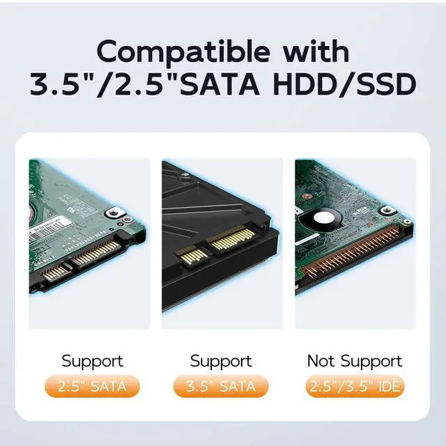 Alt view image 7 of 7 - External Hard Drive Enclosure for 3.5 2.5 Inch SATA SSD HDD, 6Gbps USB 3.0 to SATA Drive Adapter Case Cable, with SD Card Storage + CD Box Reader, 24TB Capacity