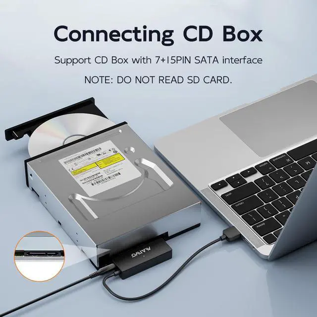 Alt view image 3 of 7 - External Hard Drive Enclosure for 3.5 2.5 Inch SATA SSD HDD, 6Gbps USB 3.0 to SATA Drive Adapter Case Cable, with SD Card Storage + CD Box Reader, 24TB Capacity