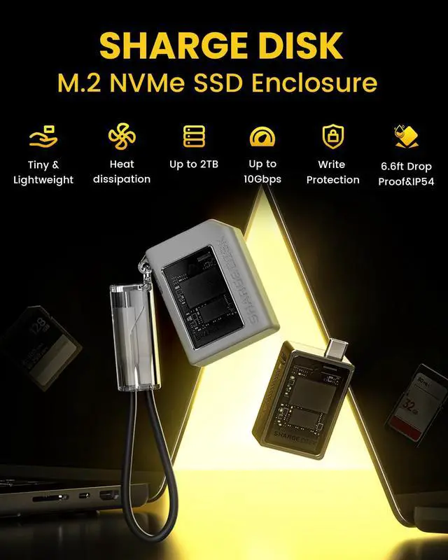 Alt view image 2 of 7 - Disk M.2 NVMe SSD Enclosure with Active Cooling System, 10Gbps USB C 3.2 Gen2, Enclosure NVMe Reader Supports M Keys and Size 2230 SSDs, Gray