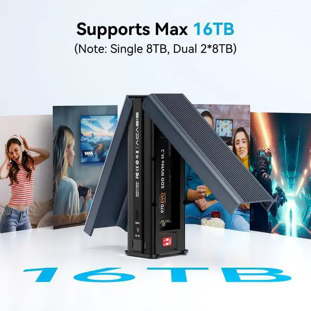 Alt view image 6 of 7 - M.2 NVMe SSD Cloner, Dual-Bay Offline Duplicator with Cooling Fan, USB C to M.2 Cloner, Pcle Size 2230/2242/2260/2280 Compatible (Grey)