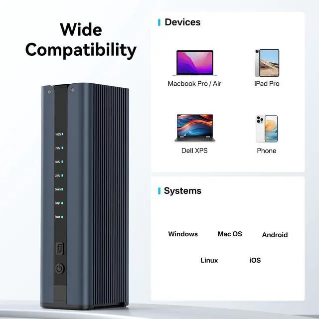 Alt view image 7 of 7 - M.2 NVMe SSD Cloner, Dual-Bay Offline Duplicator with Cooling Fan, USB C to M.2 Cloner, Pcle Size 2230/2242/2260/2280 Compatible (Grey)