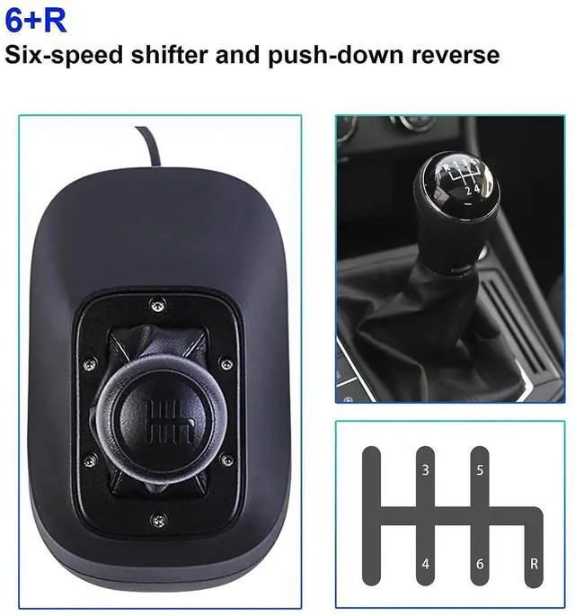 Alt view image 3 of 7 - Gaming Gear Shifter - Compatible with G29 G27 G25 G920 T300RS/GT Racing Wheels, Six-Speed H Pattern with Reverse, Ideal for ATS ETS WRC Sim Racing Games