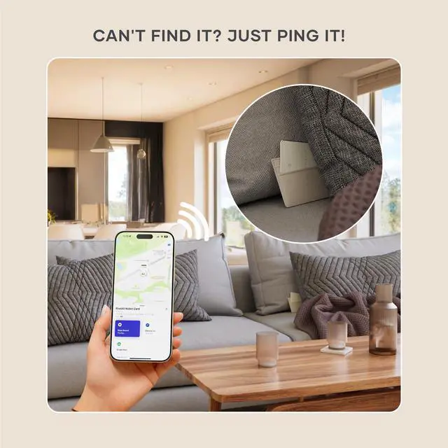 Alt view image 4 of 7 - FindAll Wallet Card with Find My, Wallet Tracker Card with Left Behind Notification, Sound Alert and Wireless Charging, Works with iPhone, iPad, Mac Sand