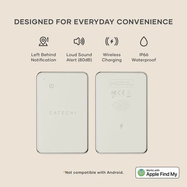 Alt view image 2 of 7 - FindAll Wallet Card with Find My, Wallet Tracker Card with Left Behind Notification, Sound Alert and Wireless Charging, Works with iPhone, iPad, Mac Sand