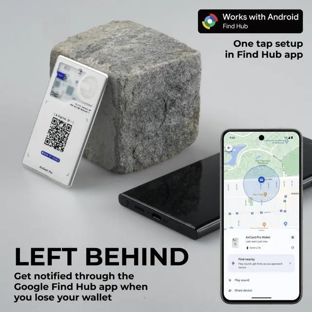 Alt view image 4 of 6 - AirCard Pro - Android Find Hub only Bluetooth Tracker Card, Wireless Charging, Digital ID, Anti-Loss Wallet Tracker Smart Locator, White