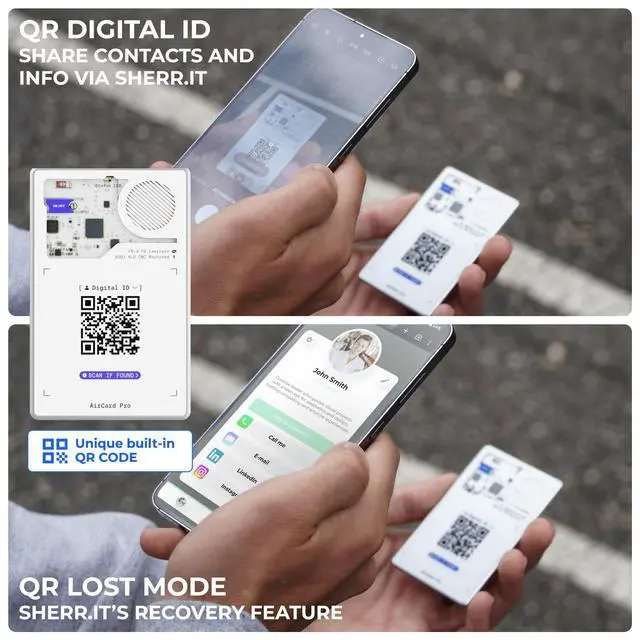 Alt view image 6 of 6 - AirCard Pro - Android Find Hub only Bluetooth Tracker Card, Wireless Charging, Digital ID, Anti-Loss Wallet Tracker Smart Locator, White