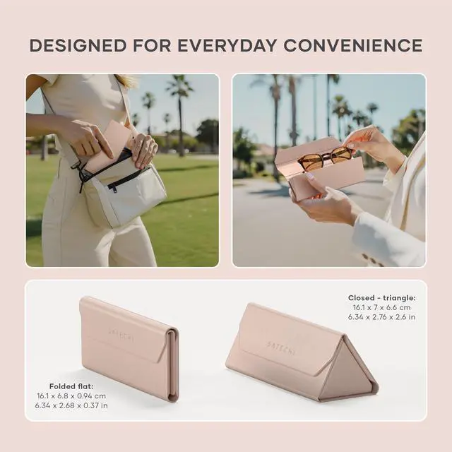 Alt view image 3 of 7 - FindAll Smart Glasses Case with Find My, Foldable & Portable, Wireless Rechargeable, Left-Behind Alerts, Loud Audible Chime, Compatible with Most Glasses & XR/AR Glasses Desert Rose