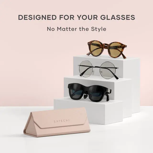 Alt view image 4 of 7 - FindAll Smart Glasses Case with Find My, Foldable & Portable, Wireless Rechargeable, Left-Behind Alerts, Loud Audible Chime, Compatible with Most Glasses & XR/AR Glasses Desert Rose