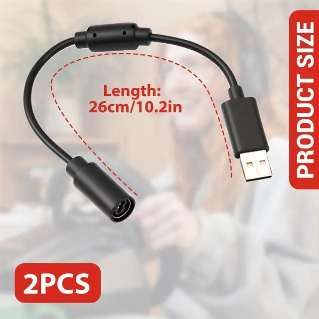 Alt view image 2 of 6 - 2 Pack USB Breakaway Cable for Logitech G920 G923 G27 G29 for Xbox 360 Controllers Guitar Hero for Rocksmith Real Tone Cable Adapter Driving Force Thrustmaster Ferrari 458 Spider Racing Wheel Cord