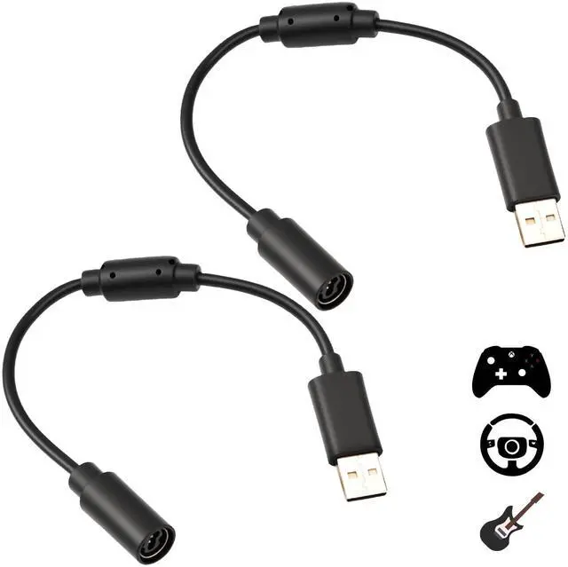 Main image of 2 Pack USB Breakaway Cable for Logitech G920 G923 G27 G29 for Xbox 360 Controllers Guitar Hero for Rocksmith Real Tone Cable Adapter Driving Force Thrustmaster Ferrari 458 Spider Racing Wheel Cord