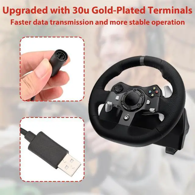 Alt view image 3 of 6 - 2 Pack USB Breakaway Cable for Logitech G920 G923 G27 G29 for Xbox 360 Controllers Guitar Hero for Rocksmith Real Tone Cable Adapter Driving Force Thrustmaster Ferrari 458 Spider Racing Wheel Cord