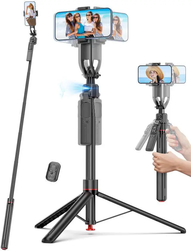 Main image of 69'' Auto Face Tracking Selfie Stick Tripod Stand, Automatic Phone Tripod, Auto-Open Travel Tripods for iPhone/Cell Phone with Remote, Gesture Control, No App, Built-in AI Camera for Vlog Recording TK
