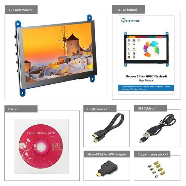 Alt view image 5 of 7 - 5 Inch Touch Screen Monitor for Raspberry Pi - 800×480 Mini Monitor Touchscreen LCD Display Compatible with Raspberry Pi 5/4/3B+/3B, BB Black, Banana Pi, Jetson Nano, Windows, PC