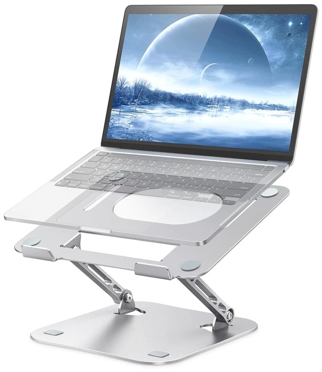 Main image of JOIOT Adjustable Aluminum Laptop Stand, Ergonomic Riser for 11-16" Laptops | Free Height AdjustableHollow Vent for Fast Cooling, Anti-Slip Silicone Pad, Foldable Portable for Home Office Travel