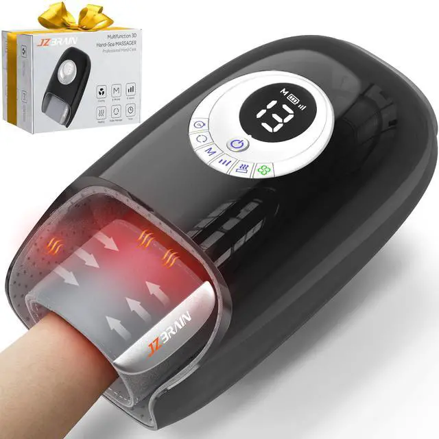 Main image of Hand Massager with Heat and Compression : Full Hand & Wrist Massage, Cordless Electric Hand Massager with 6 Modes & 6 Intensities for Seniors, Office Daily Comfort & Relaxation (Black)