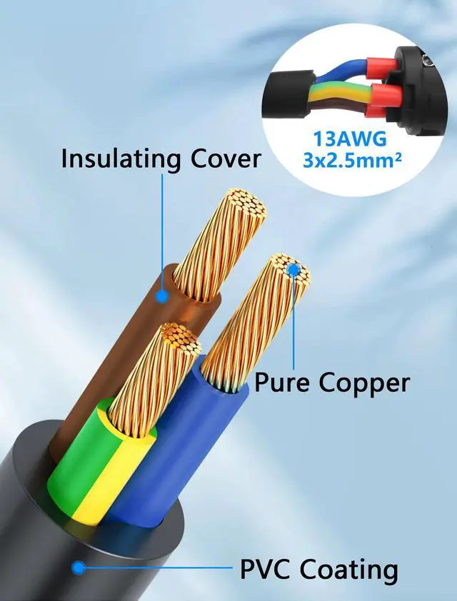 Alt view image 4 of 7 - 3-Prong NEMA 5-15P to PowerCON AC Power Cord, 13AWG 15A NEMA 5-15P to 3 Pin PowerCON Male Connector Extension Power Cable for Outdoor Stage Light Series LED Screen - 2M / 6.6FT