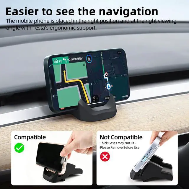 Alt view image 2 of 5 - Dashboard Phone Mount for Tesla Model 3 Y Car Cell Phone Holder Silicone Non-Slip Phone Stand Compatible with All Smartphones (2021-2023 Model 3 & 2021-2024 Model Y)