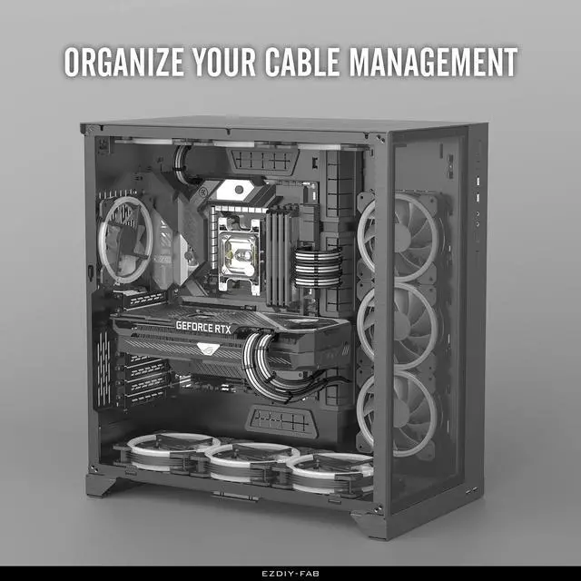 Alt view image 7 of 7 - PSU Cable Extension Kit - Sleeved 16 AWG Custom Power Supply Extension 24/8/6/4+4-PIN with Combs - Black/Grey