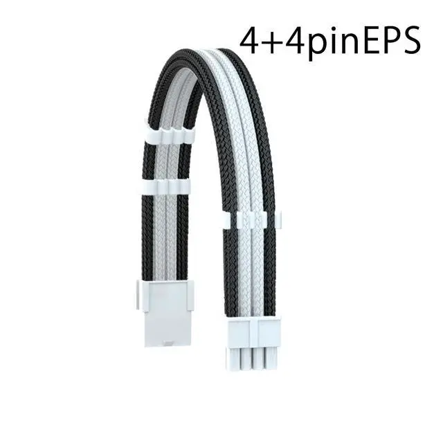 Alt view image 4 of 7 - 16AWG PSU Extension Power Supply Cable Kit for GPU/CPU, 24 PIN/(6+2) PIN/(4+4) PIN Cable Management, 11.8inch with Cable Combs(Black+White,WTP)