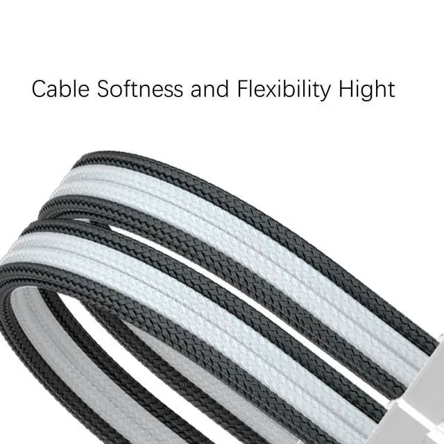 Alt view image 5 of 7 - 16AWG PSU Extension Power Supply Cable Kit for GPU/CPU, 24 PIN/(6+2) PIN/(4+4) PIN Cable Management, 11.8inch with Cable Combs(Black+White,WTP)